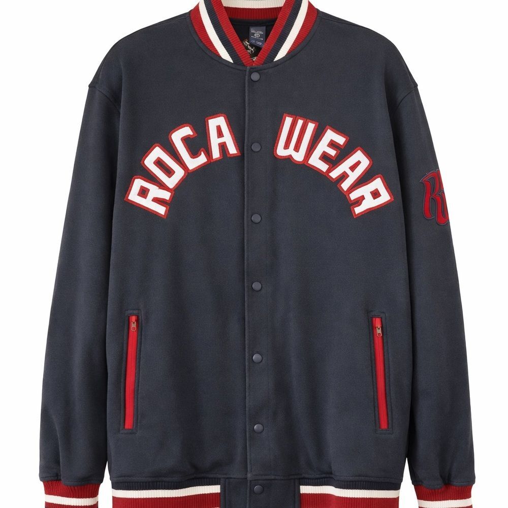 Rocawear Varsity Jacket L Black Red Y2K Hip Hop Streetwear